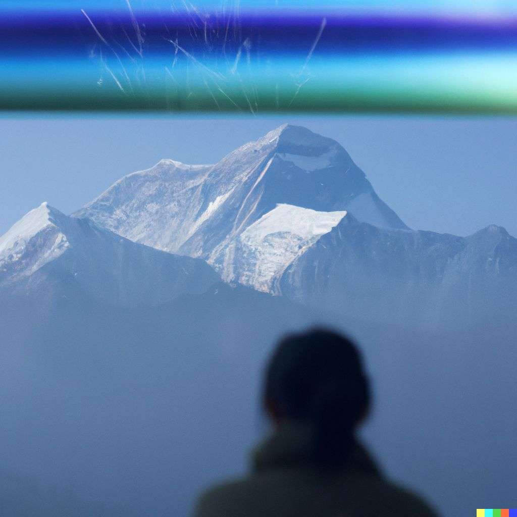 someone gazing at Mount Everest, refraction